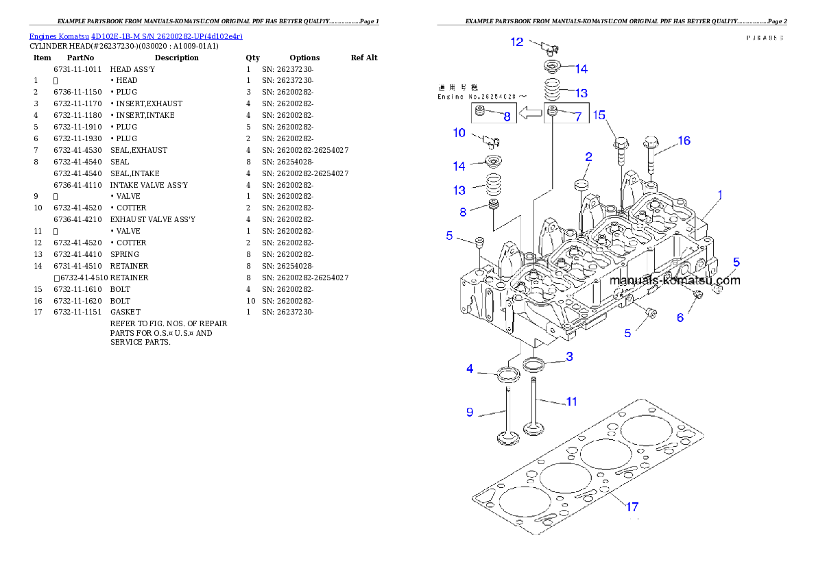 4D102E-1B-M S/N 26200282-UP Partsbook
