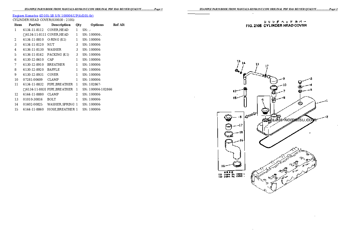 4D105-5B S/N 100006-UP Partsbook