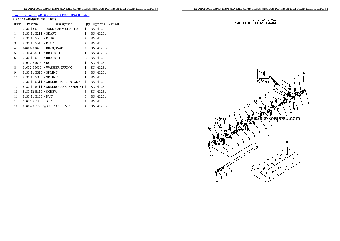 4D105-3D S/N 41251-UP Partsbook