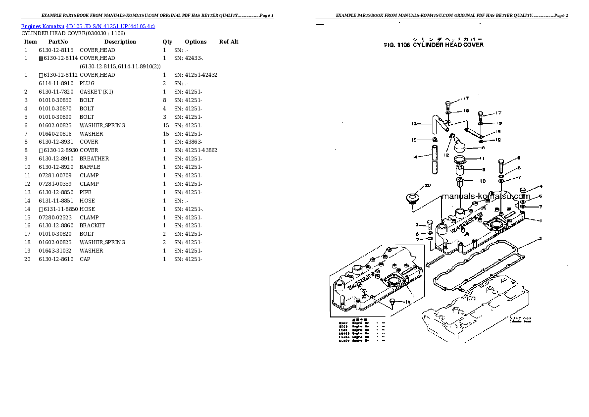 4D105-3D S/N 41251-UP Partsbook