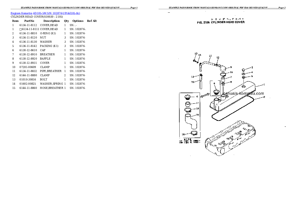 4D105-5M S/N 102876-UP Partsbook