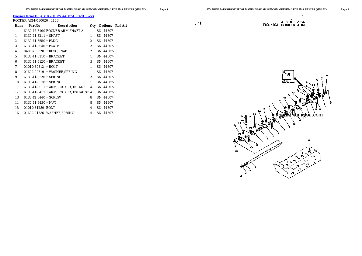 4D105-3J S/N 44607-UP Partsbook