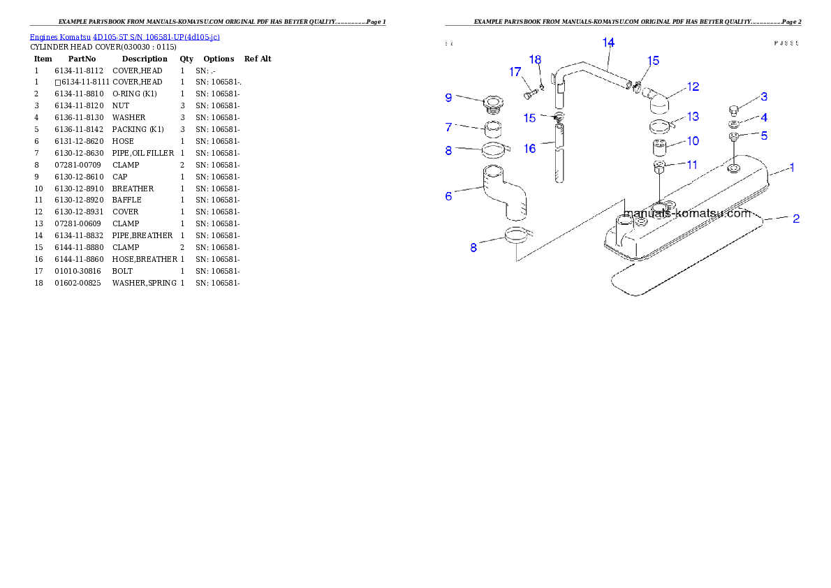 4D105-5T S/N 106581-UP Partsbook