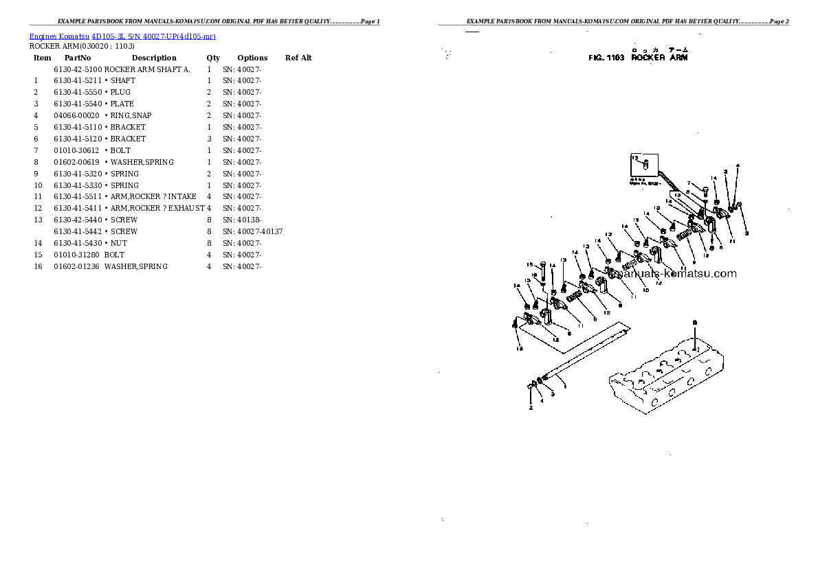 4D105-3L S/N 40027-UP Partsbook