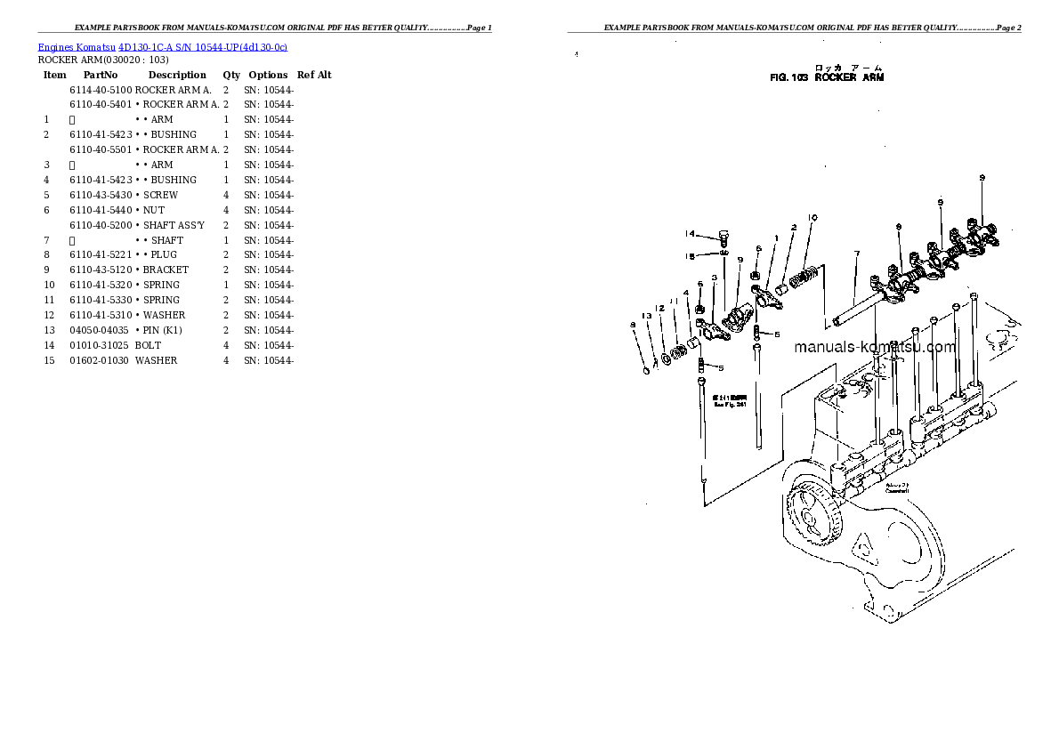 4D130-1C-A S/N 10544-UP Partsbook