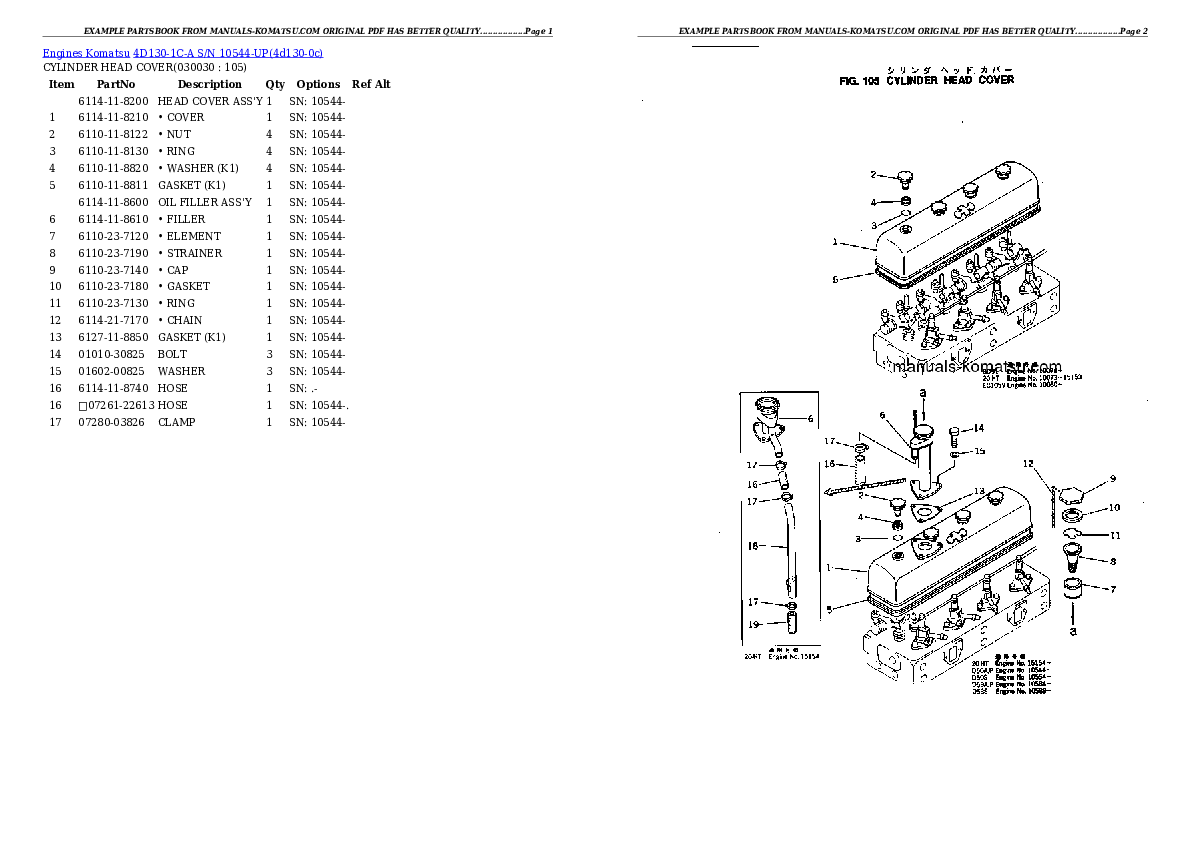 4D130-1C-A S/N 10544-UP Partsbook
