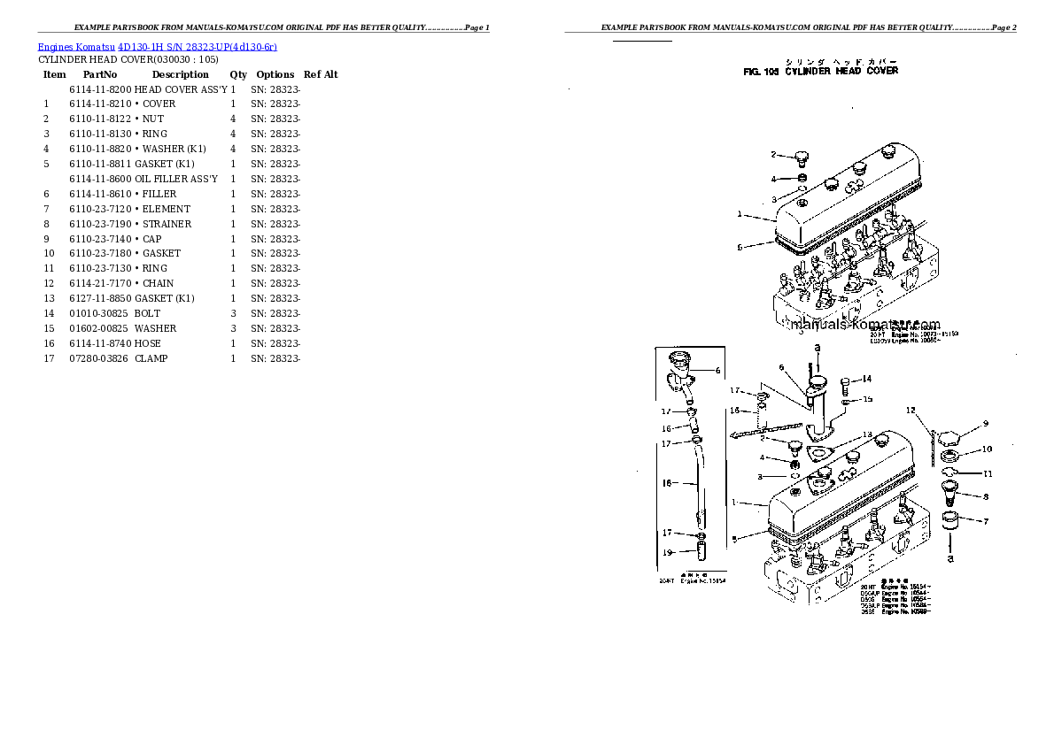 4D130-1H S/N 28323-UP Partsbook