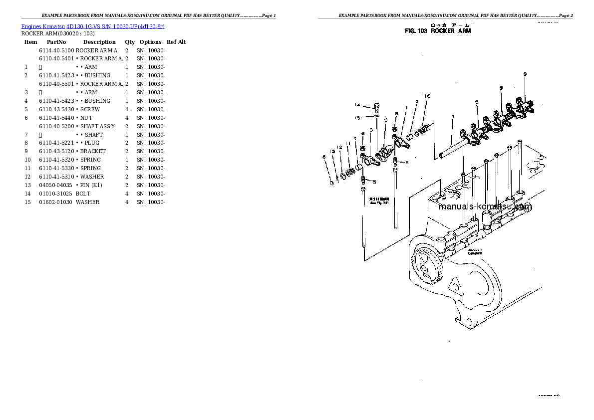 4D130-1G-VS S/N 10030-UP Partsbook