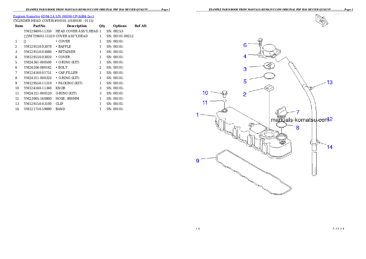 4D84-2A S/N 00000-UP Partsbook