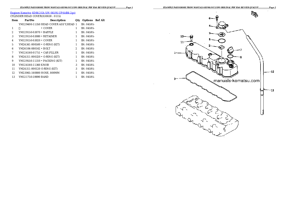 4D84-2GA S/N 04595-UP Partsbook