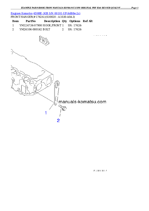 4D88E-3GB S/N 00101-UP Partsbook