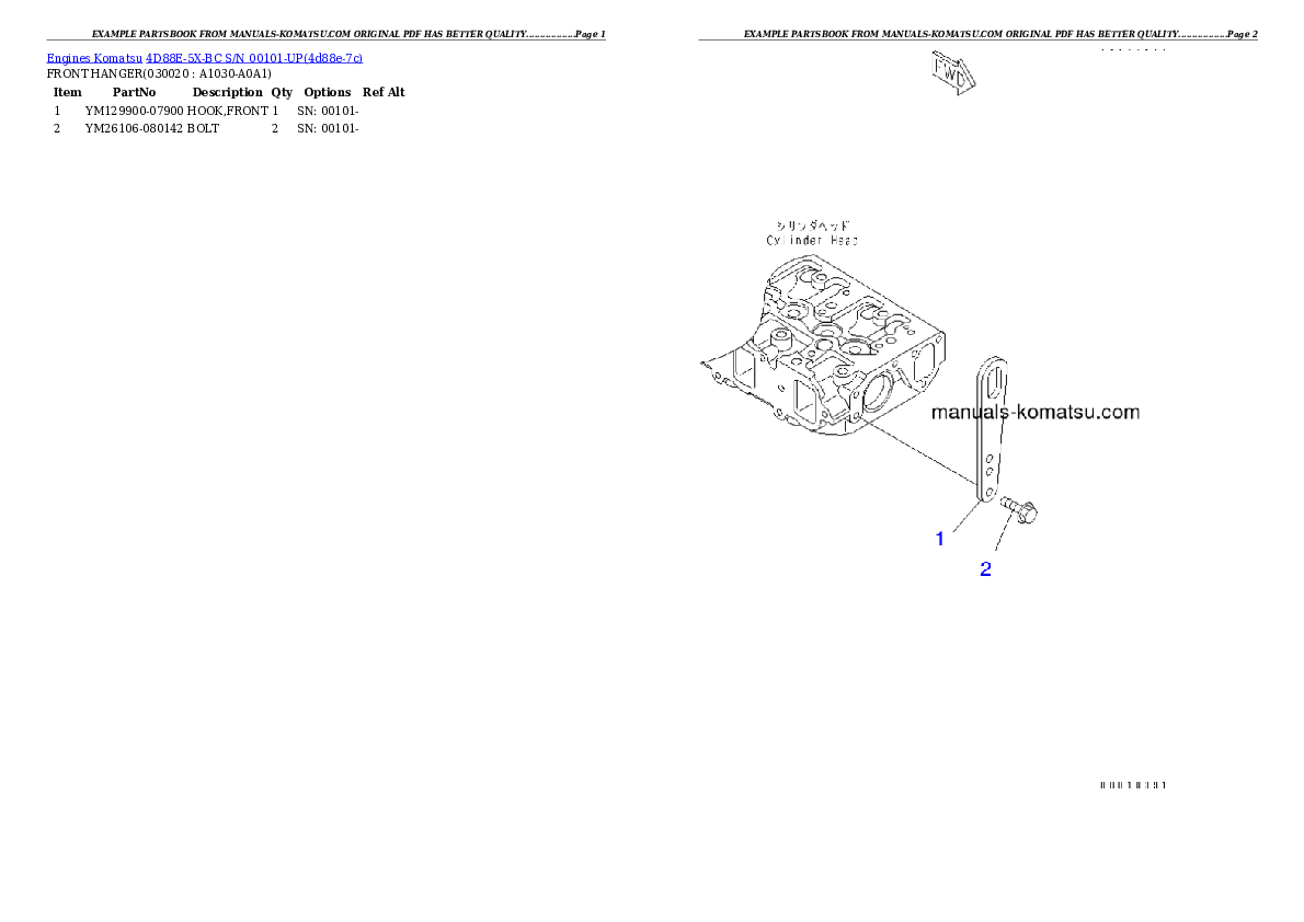 4D88E-5X-BC S/N 00101-UP Partsbook