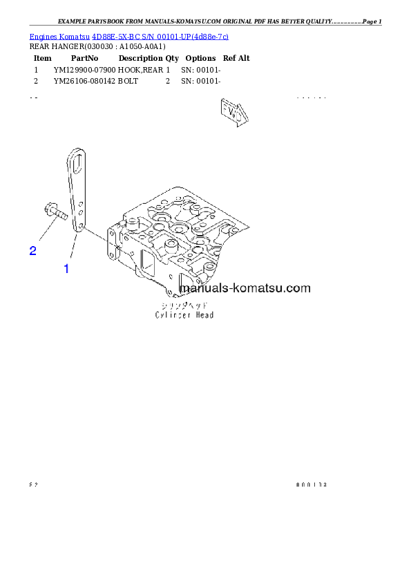 4D88E-5X-BC S/N 00101-UP Partsbook