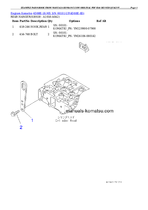 4D88E-5X-MX S/N 00101-UP Partsbook