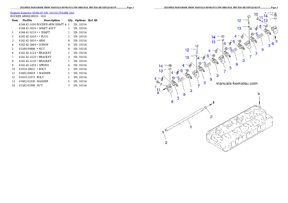 4D94-2D S/N 10314-UP Partsbook