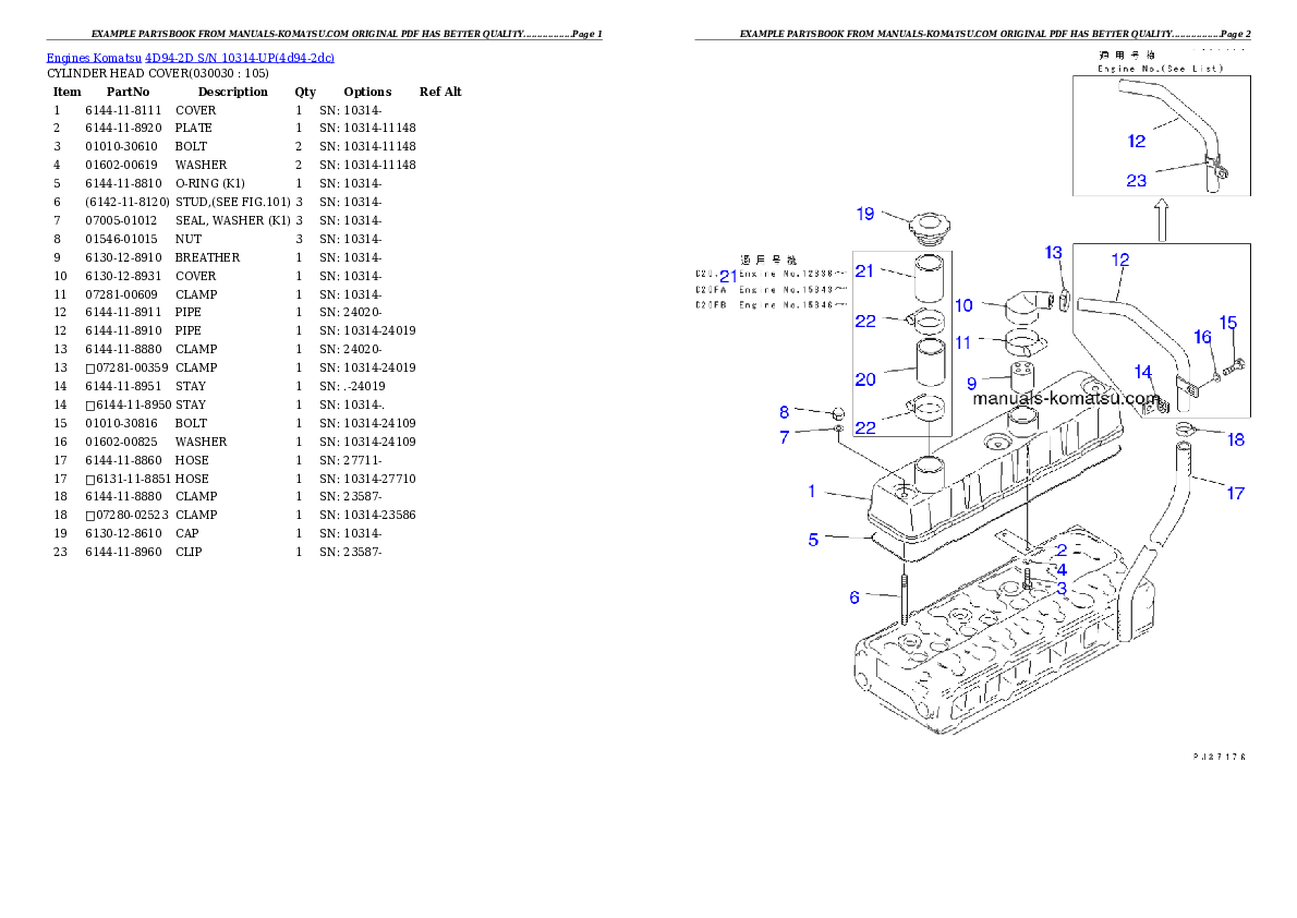 4D94-2D S/N 10314-UP Partsbook