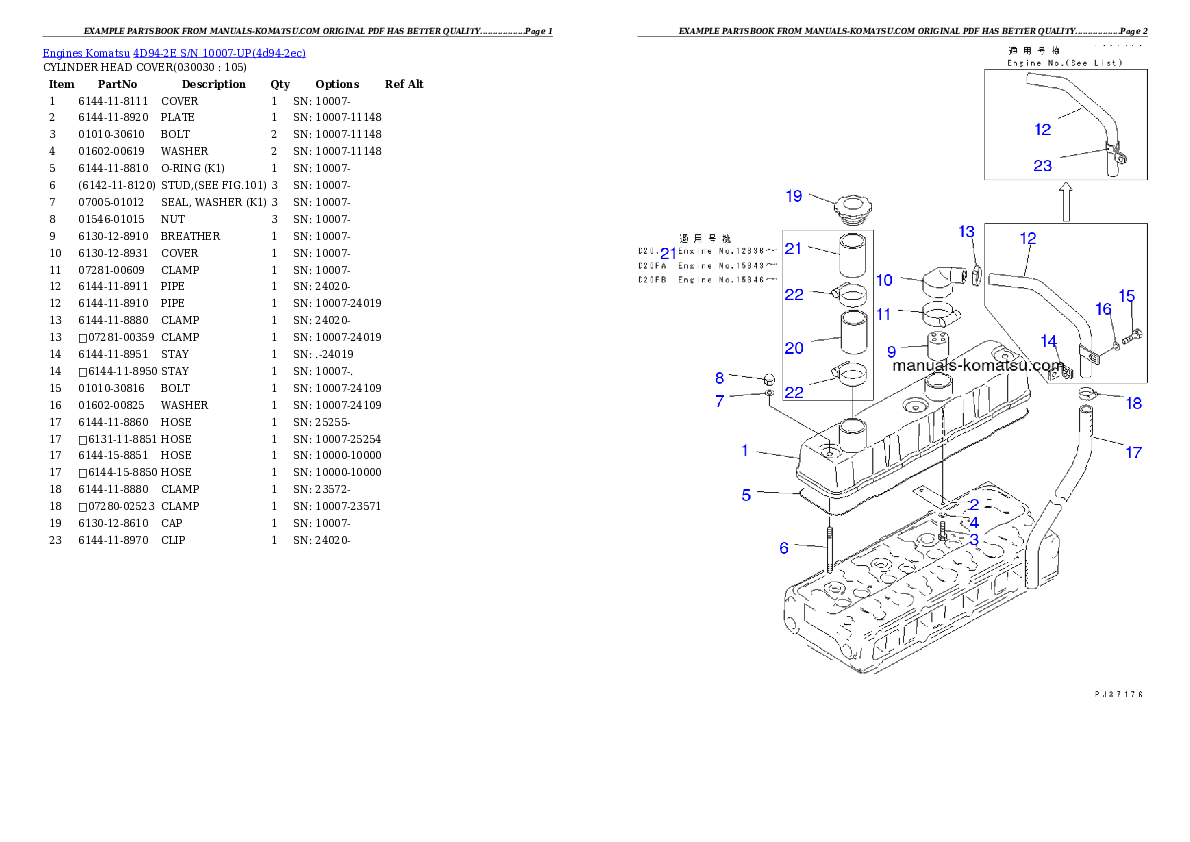 4D94-2E S/N 10007-UP Partsbook