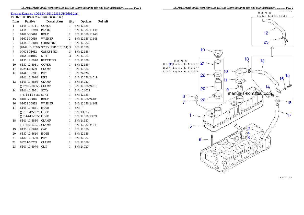 4D94-2N S/N 12336-UP Partsbook