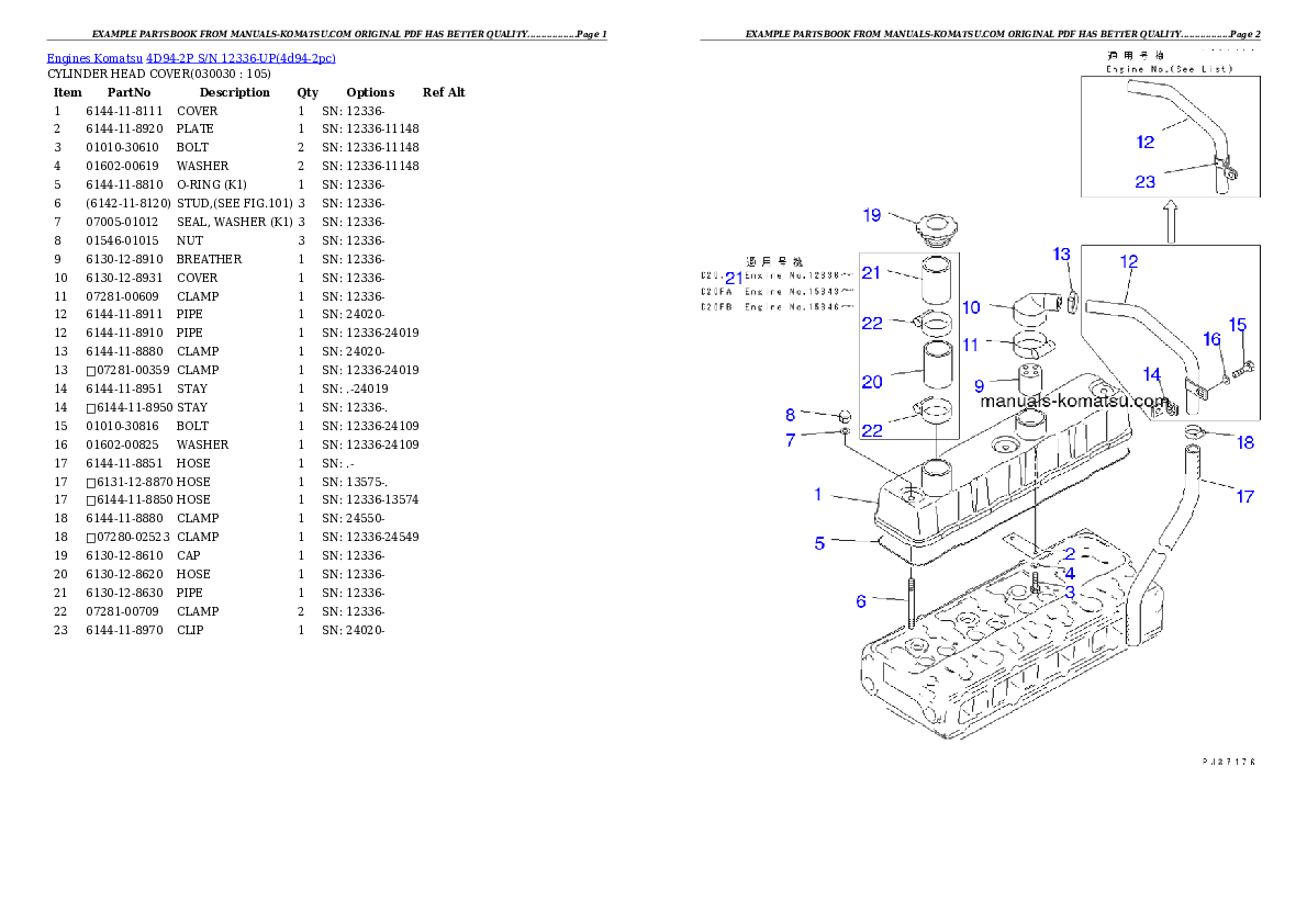 4D94-2P S/N 12336-UP Partsbook