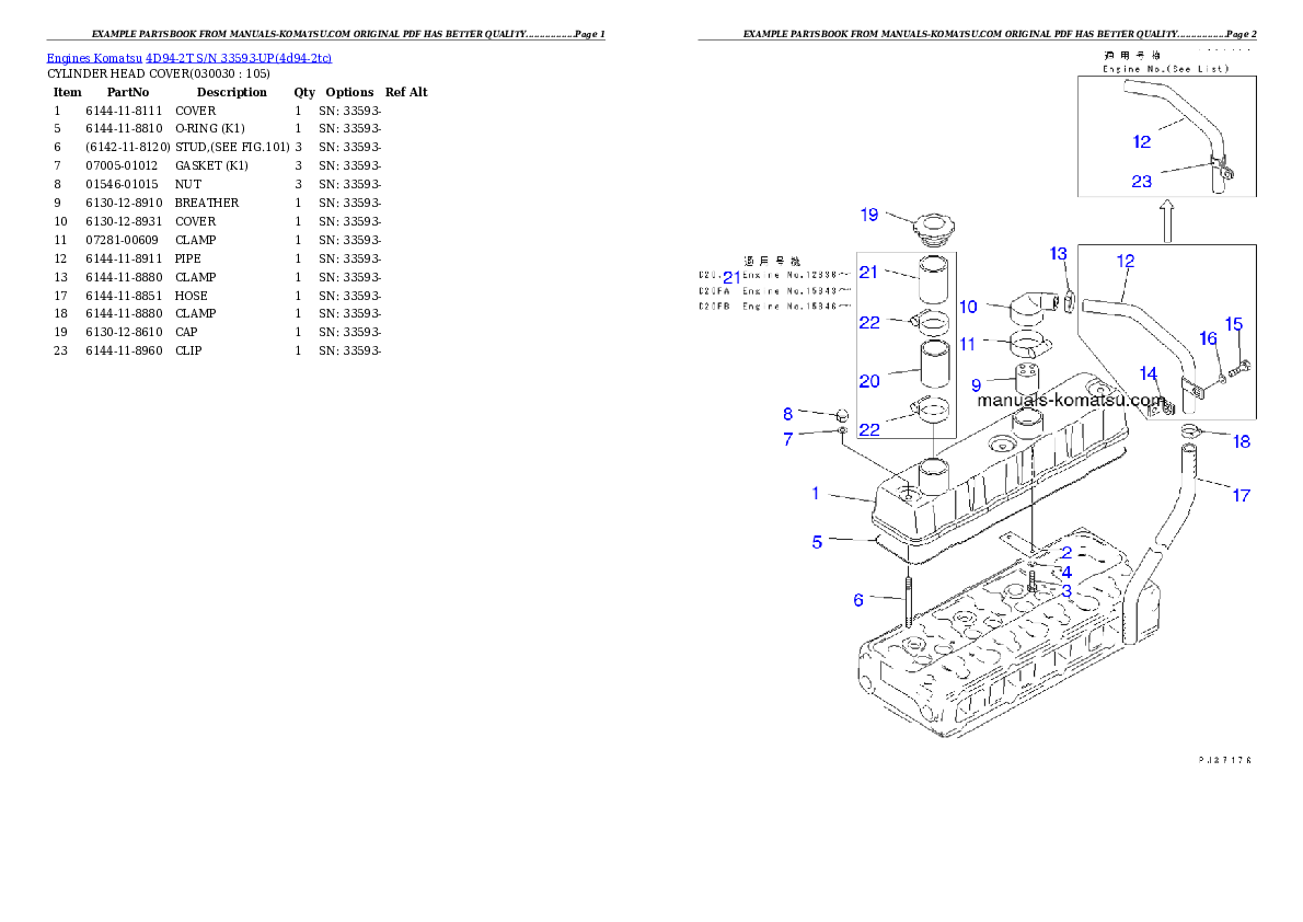 4D94-2T S/N 33593-UP Partsbook