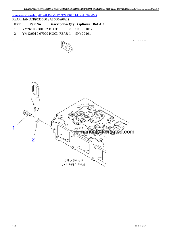 4D94LE-2Z-BC S/N 00101-UP Partsbook