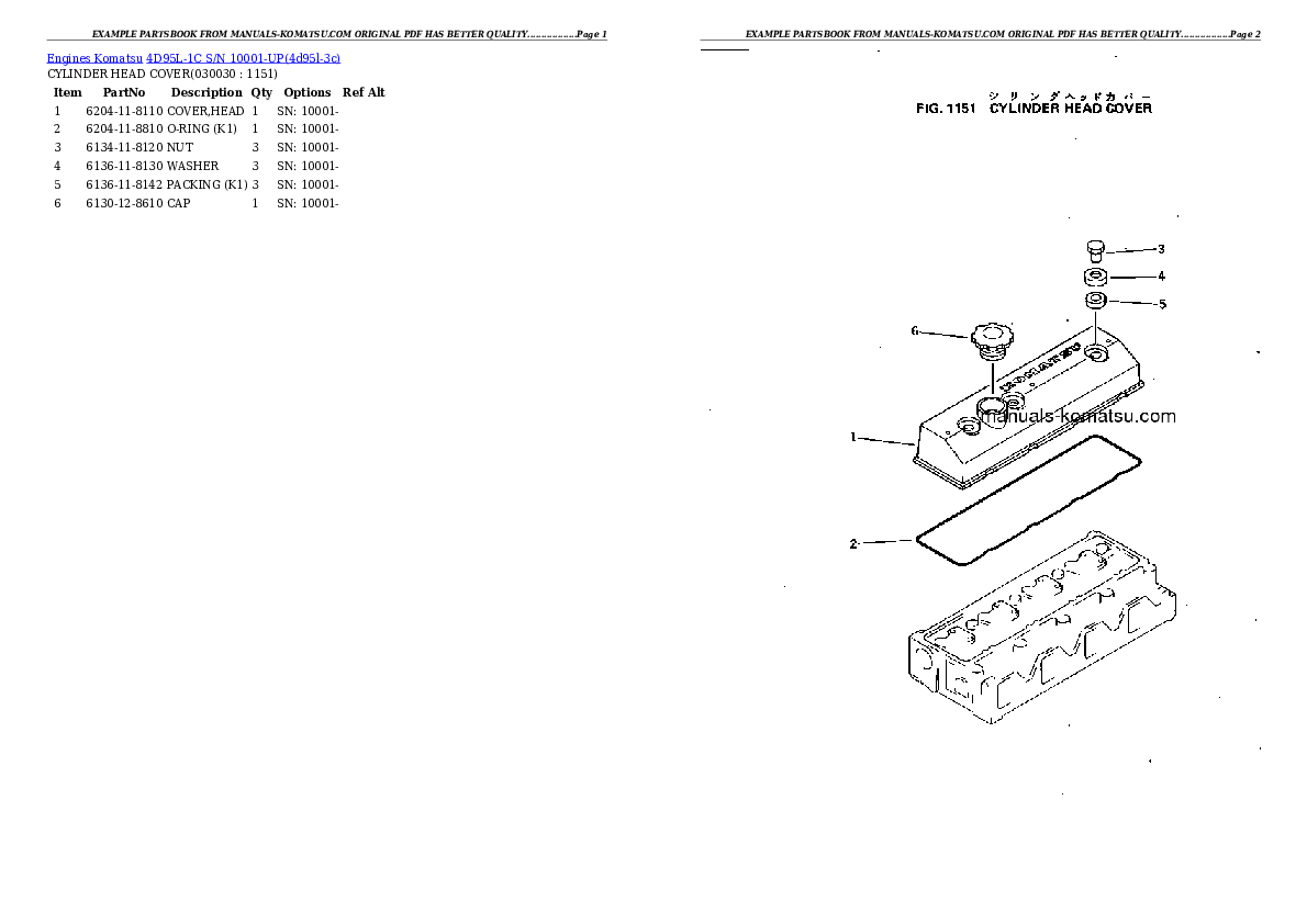 4D95L-1C S/N 10001-UP Partsbook