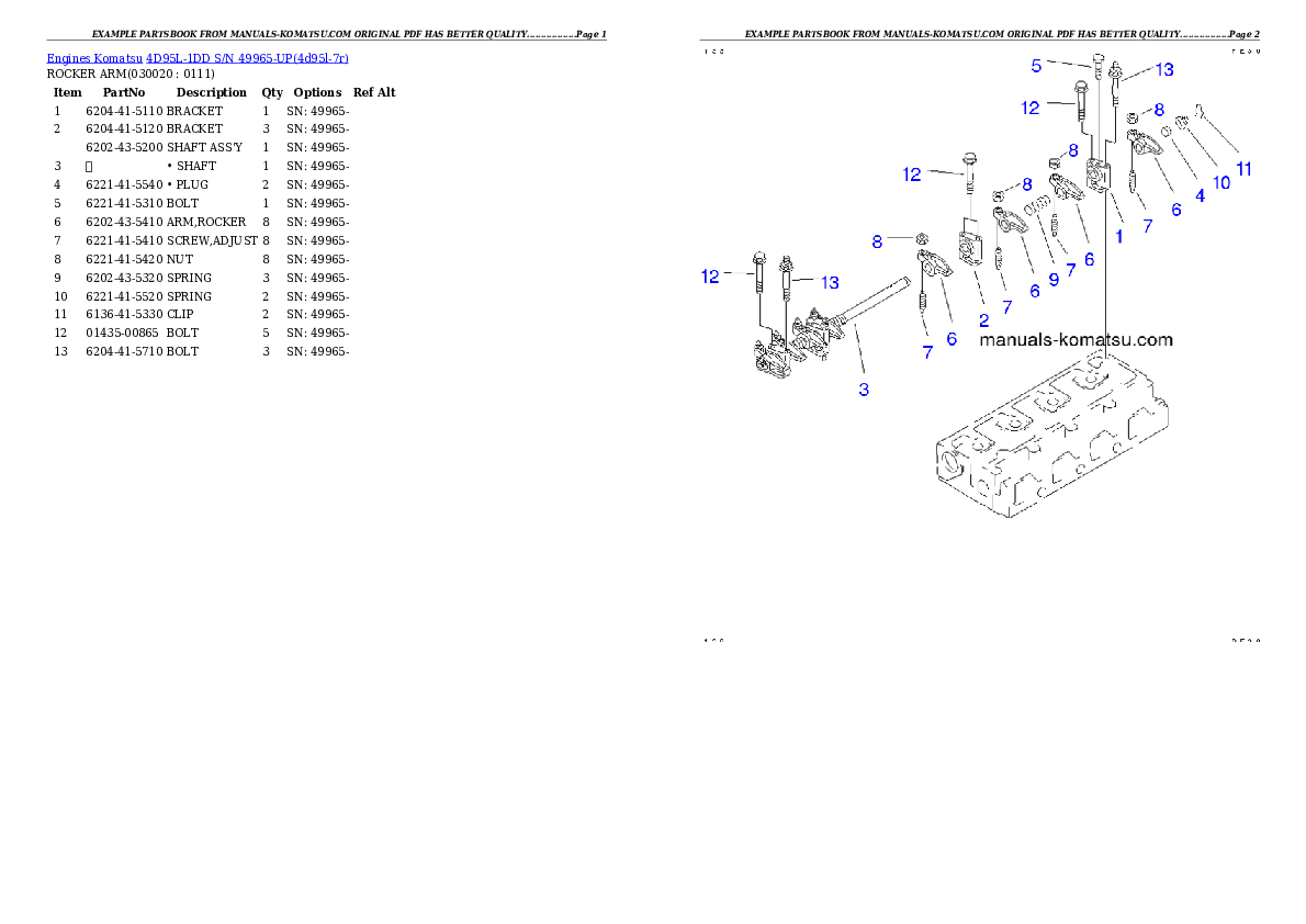 4D95L-1DD S/N 49965-UP Partsbook