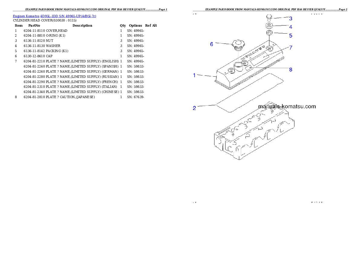 4D95L-1DD S/N 49965-UP Partsbook