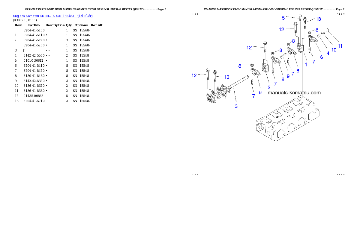 4D95L-1K S/N 15548-UP Partsbook