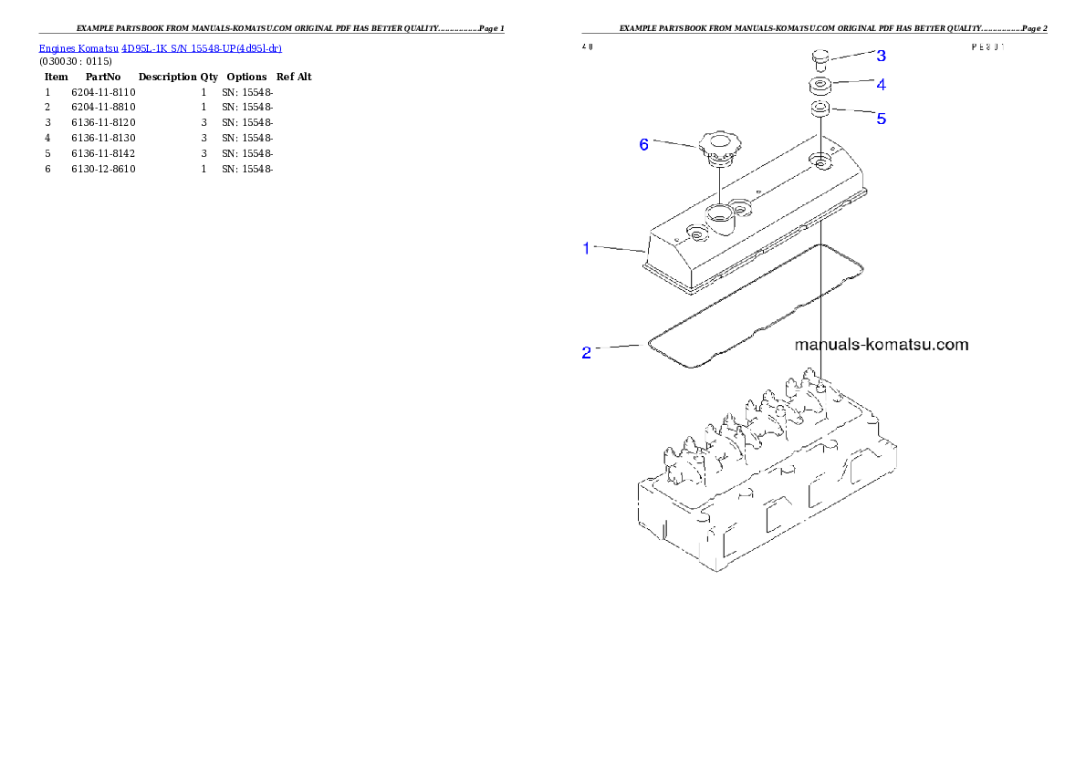 4D95L-1K S/N 15548-UP Partsbook