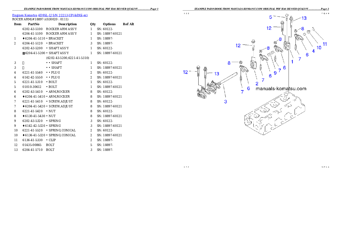 4D95L-1J S/N 22213-UP Partsbook