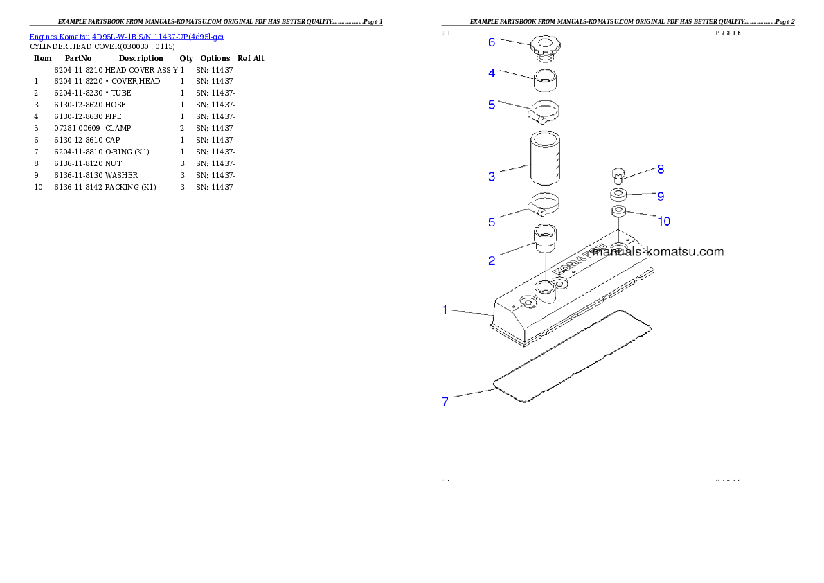 4D95L-W-1B S/N 11437-UP Partsbook