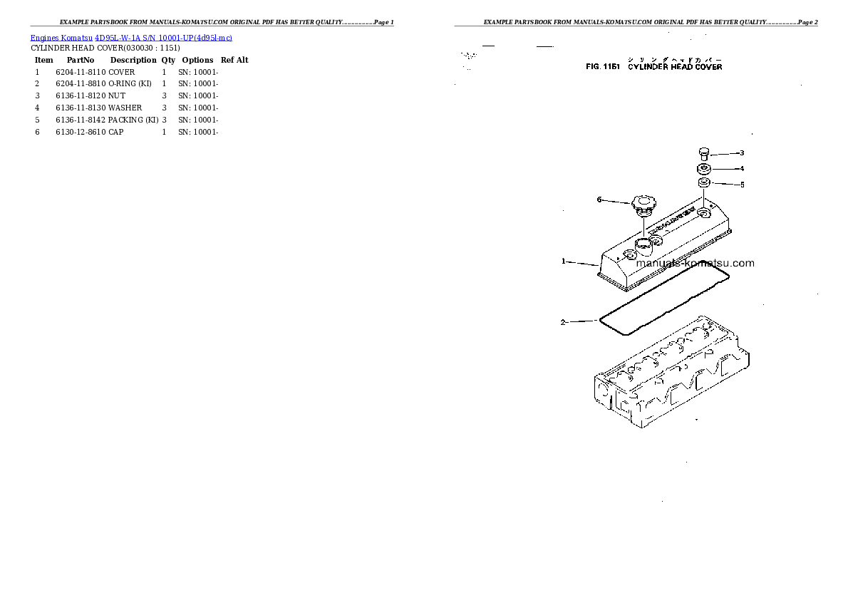 4D95L-W-1A S/N 10001-UP Partsbook