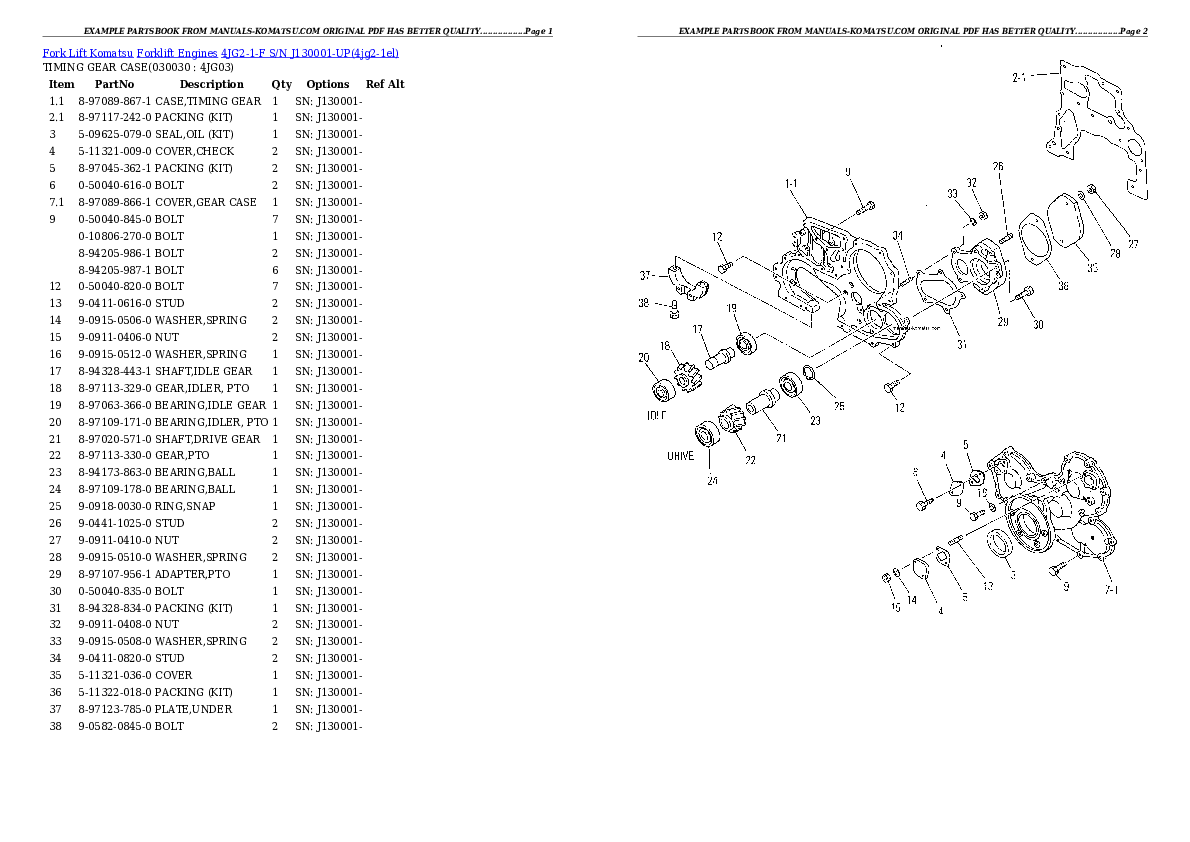 4JG2-1-F S/N J130001-UP Partsbook