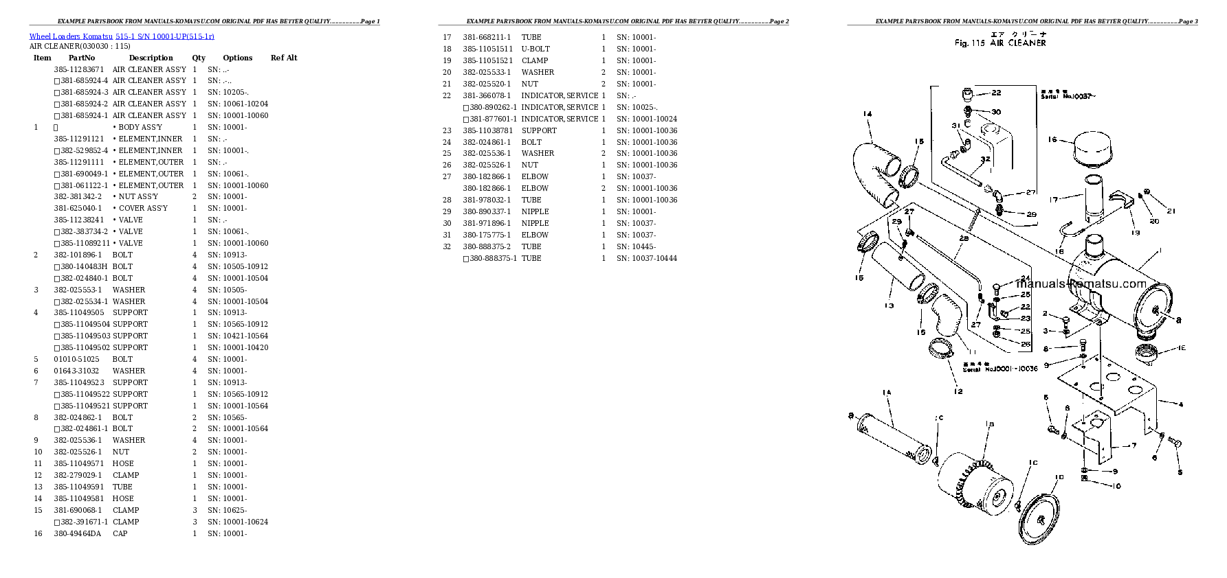 515-1 S/N 10001-UP Partsbook