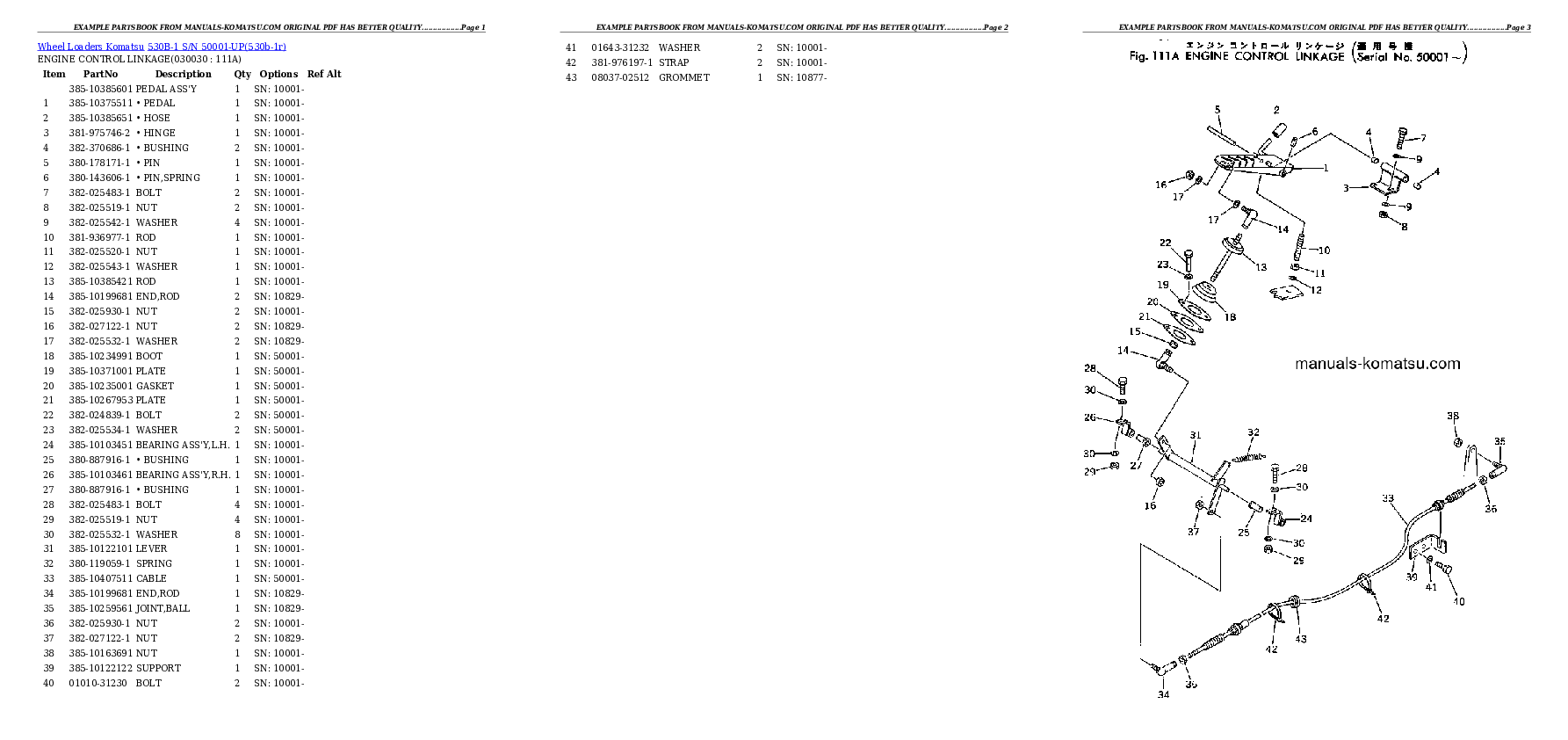 530B-1 S/N 50001-UP Partsbook