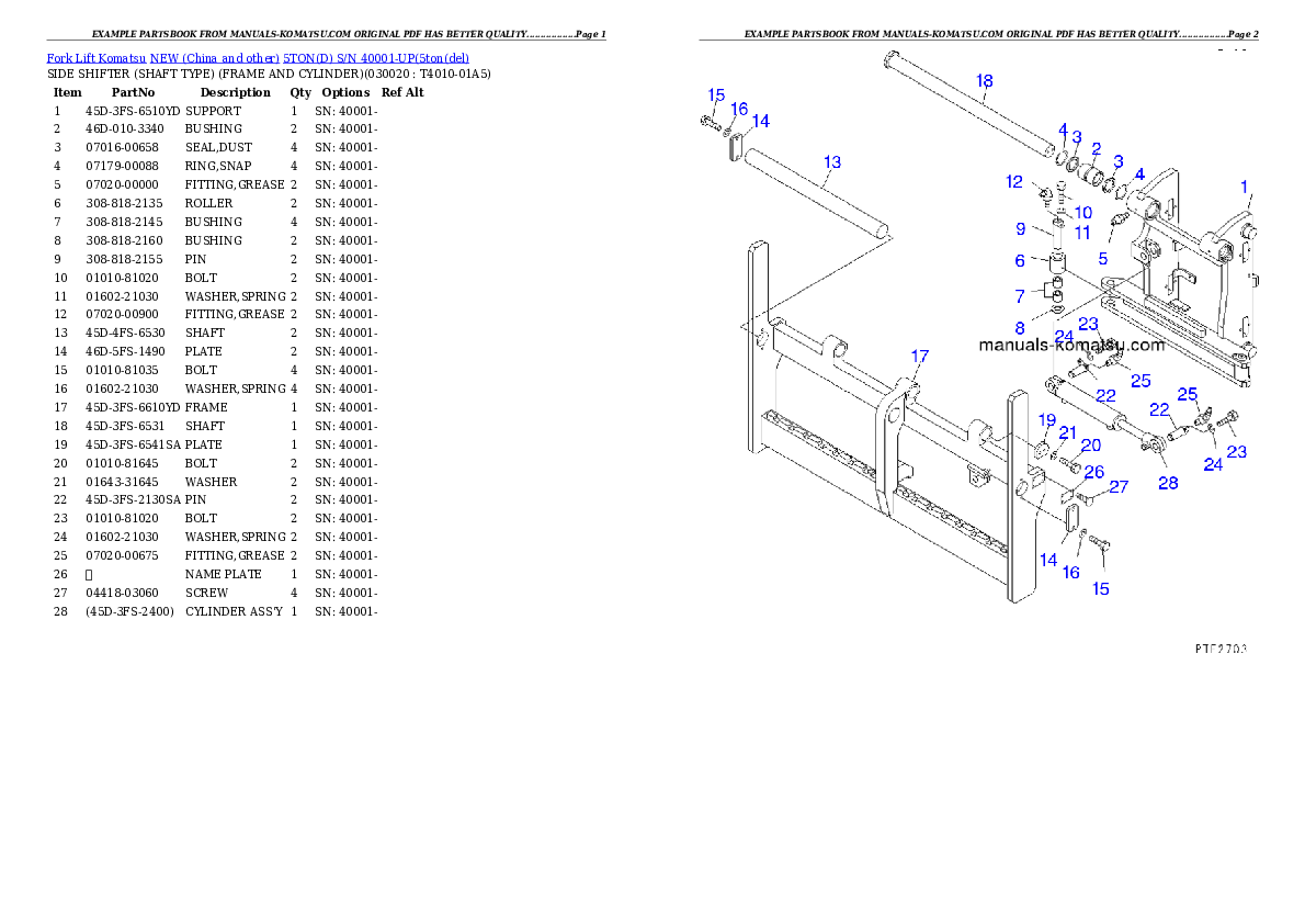 5TON(D) S/N 40001-UP Partsbook