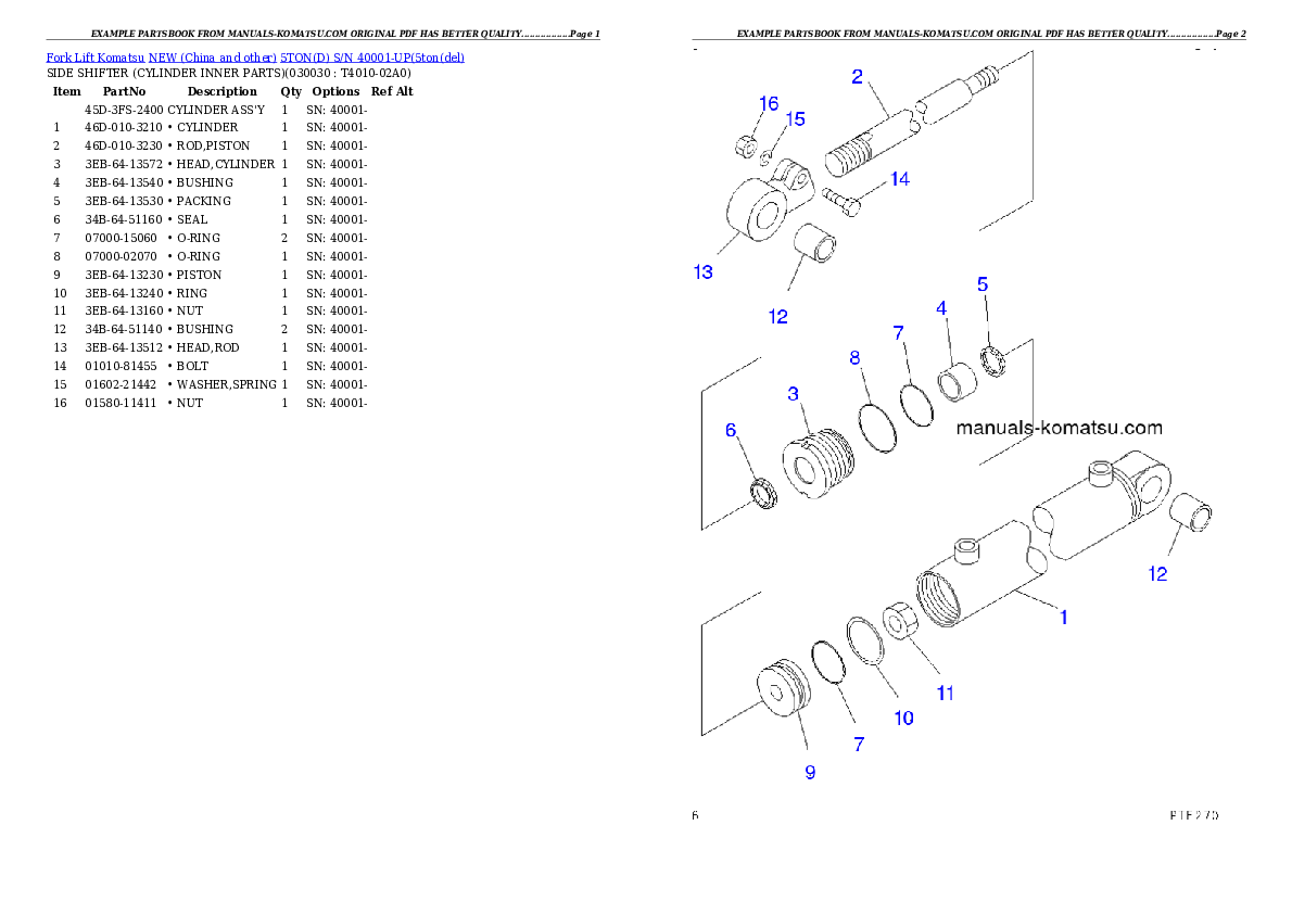 5TON(D) S/N 40001-UP Partsbook