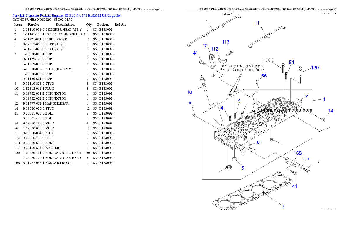 6BG1-1-FA S/N B183092-UP Partsbook