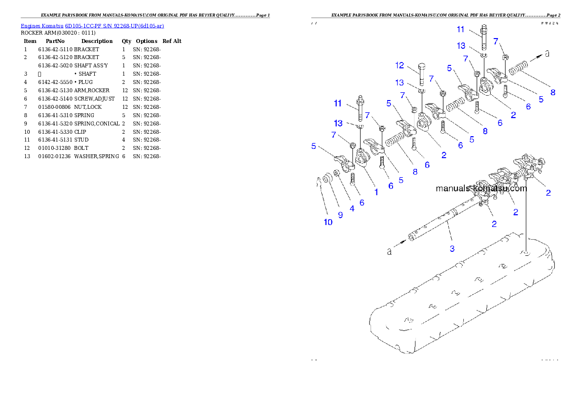 6D105-1CC-PF S/N 92268-UP Partsbook