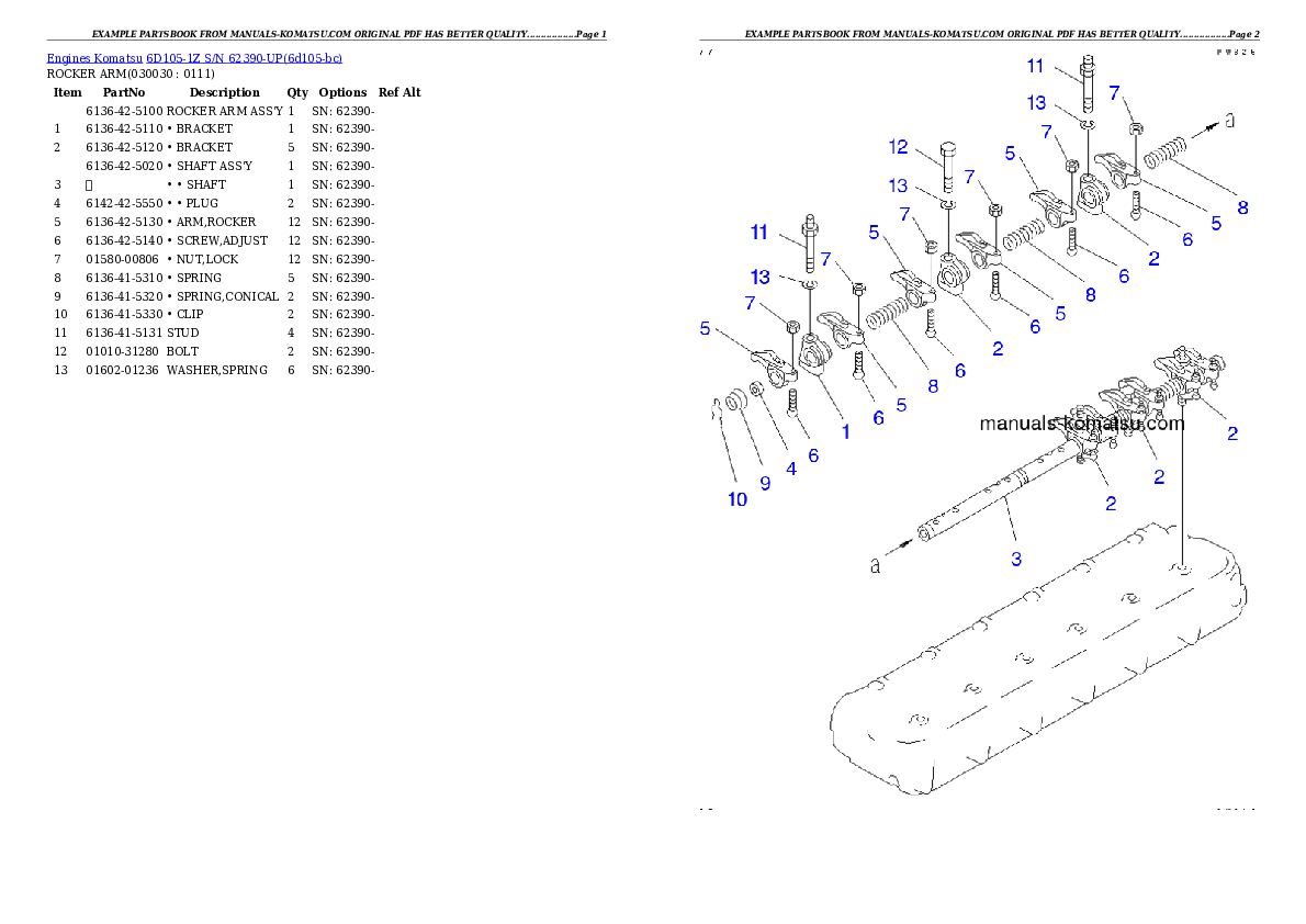 6D105-1Z S/N 62390-UP Partsbook