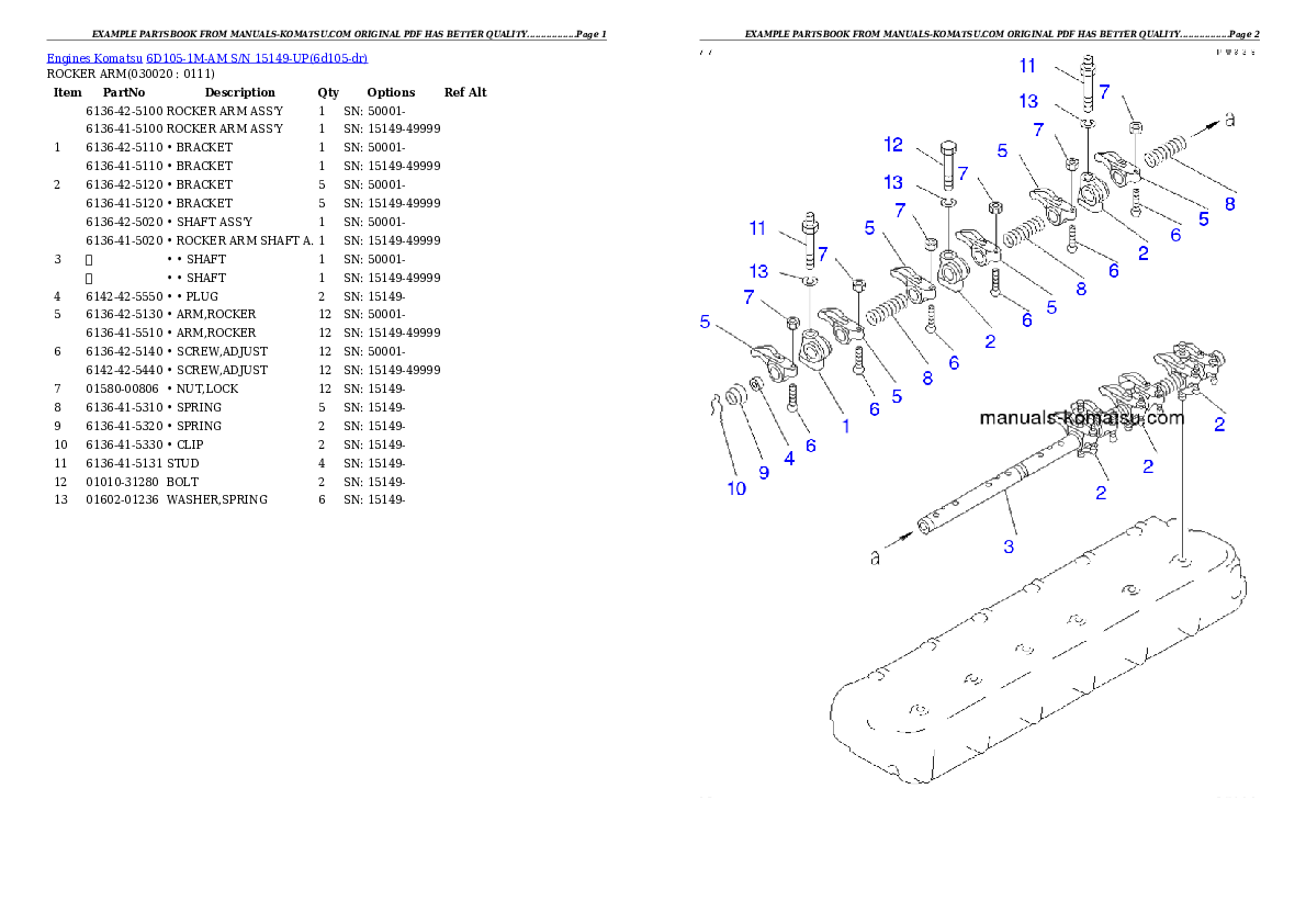 6D105-1M-AM S/N 15149-UP Partsbook