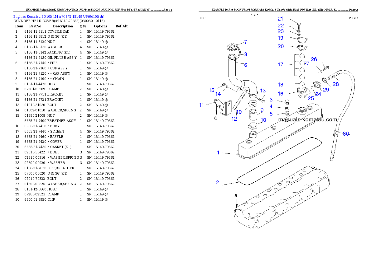 6D105-1M-AM S/N 15149-UP Partsbook