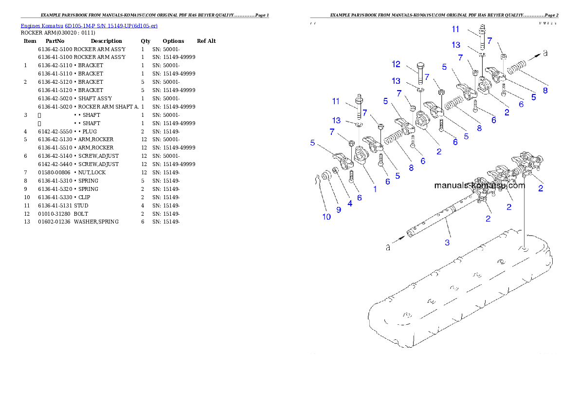 6D105-1M-P S/N 15149-UP Partsbook