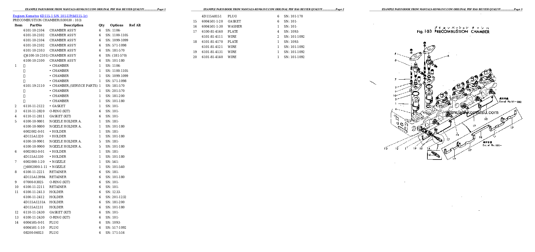 6D115-1 S/N 101-UP Partsbook