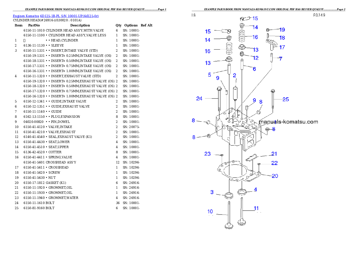 6D125-1B-PL S/N 10001-UP Partsbook