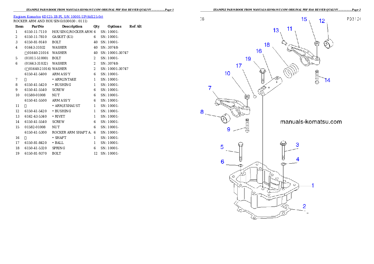 6D125-1B-PL S/N 10001-UP Partsbook