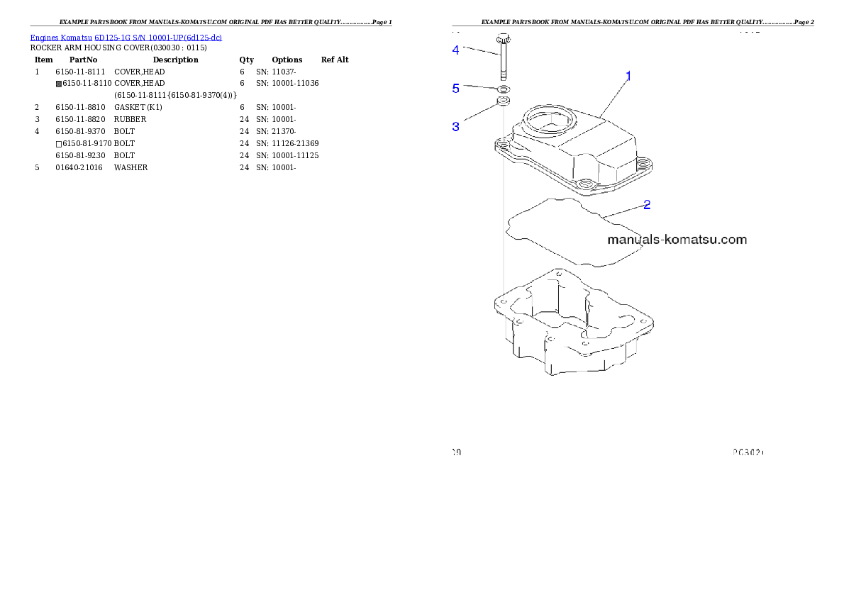 6D125-1G S/N 10001-UP Partsbook