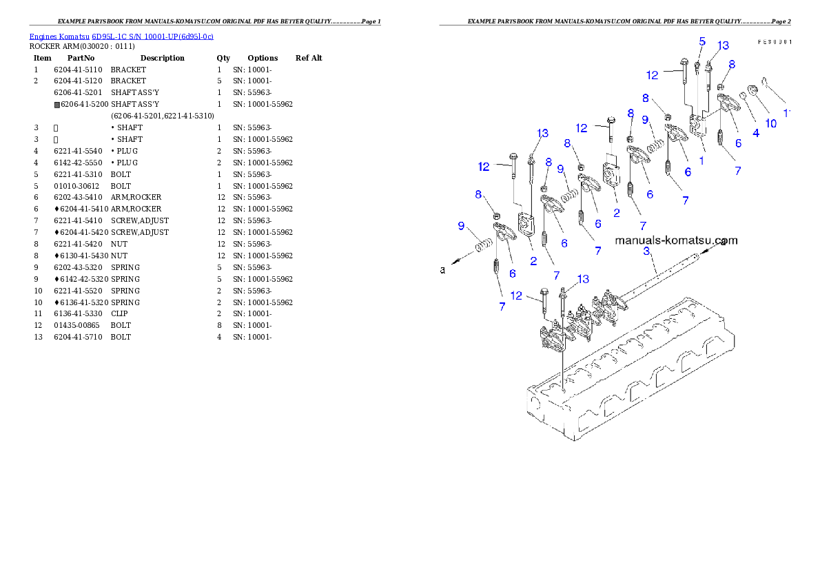 6D95L-1C S/N 10001-UP Partsbook