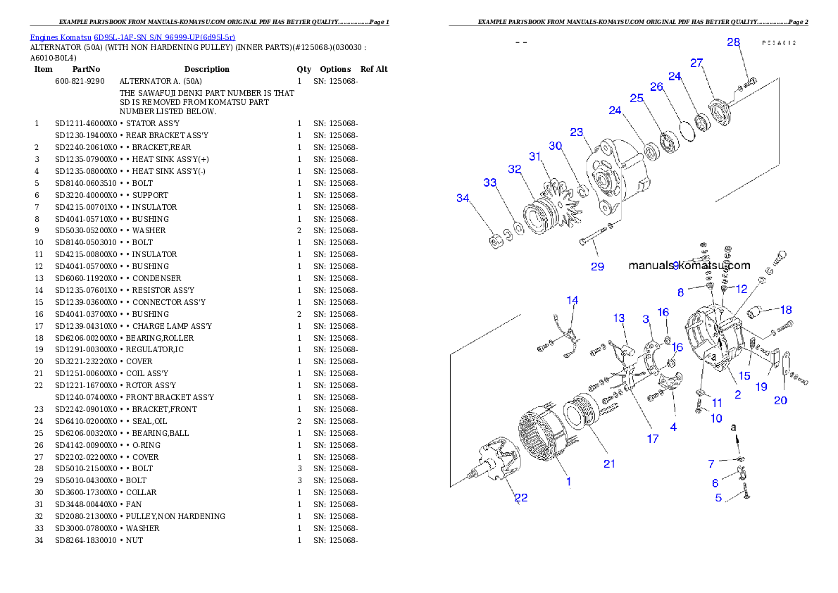 6D95L-1AF-SN S/N 96999-UP Partsbook